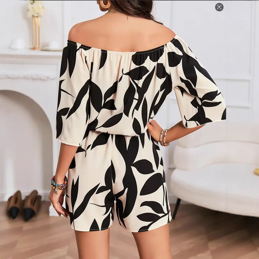 Combinaison chic à Épaules Découvertes et Taille Elastique