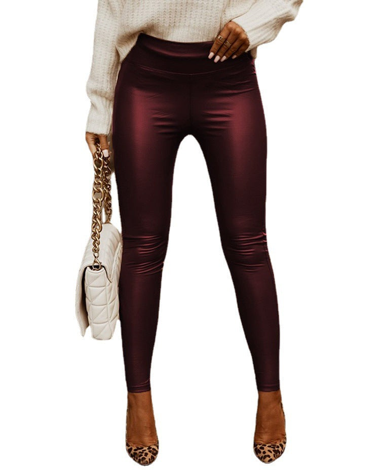 Pantalon Skinny Taille Haute en Similicuir Femme