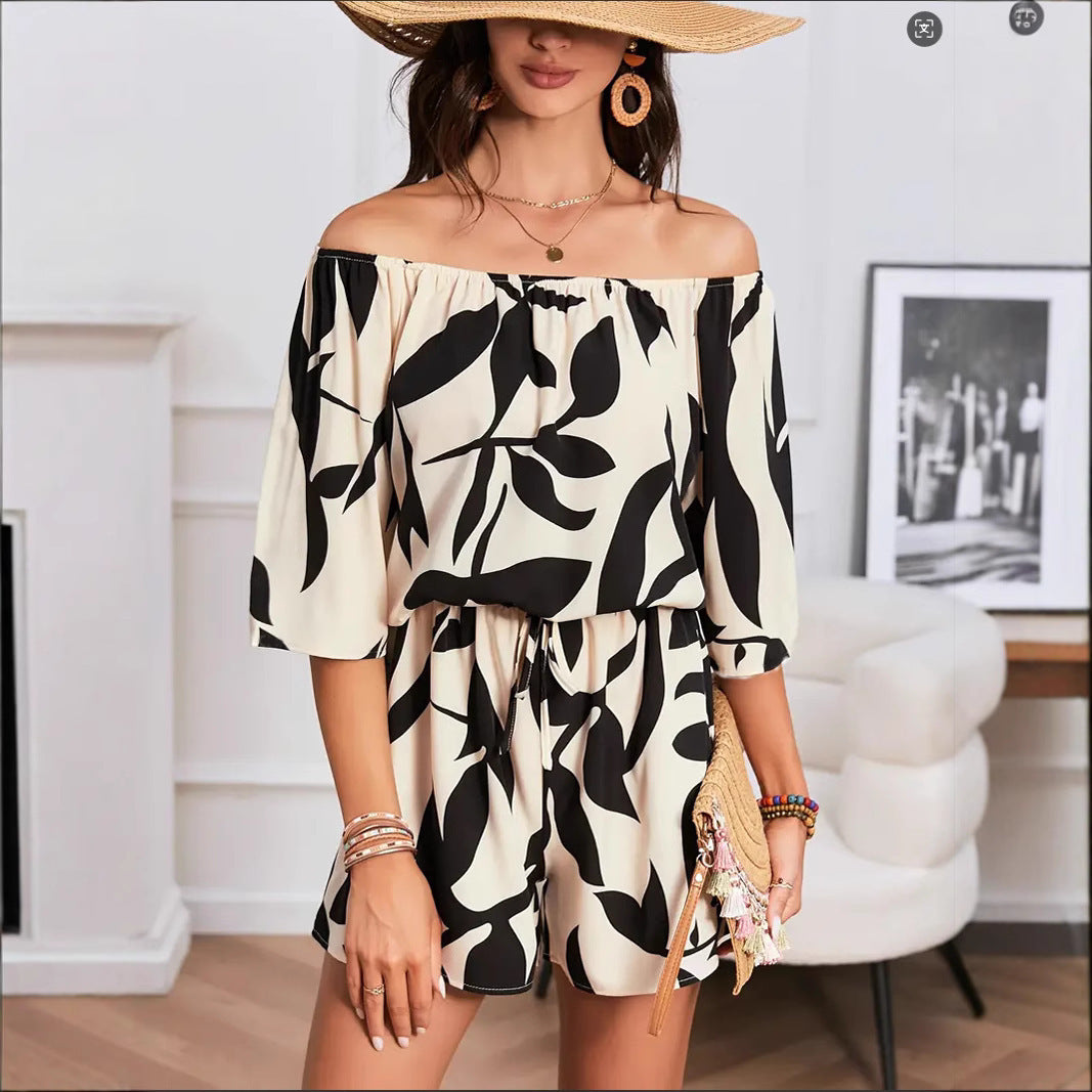 Combinaison chic à Épaules Découvertes et Taille Elastique
