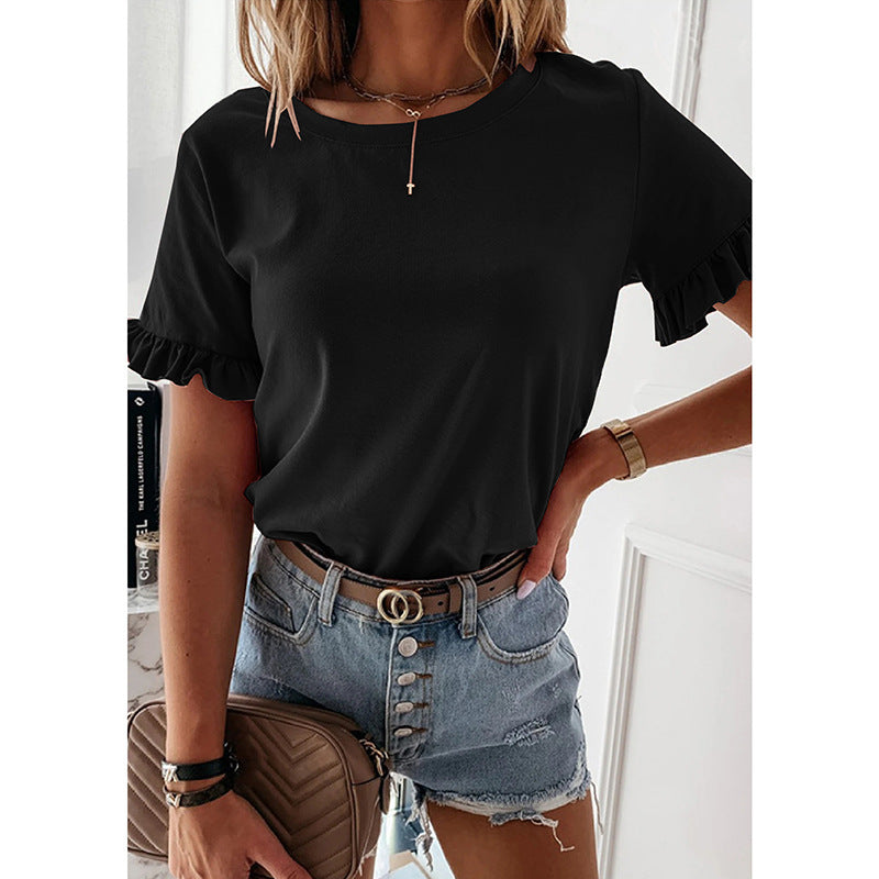 T-shirt chic à Manches à Volants - Look Casual