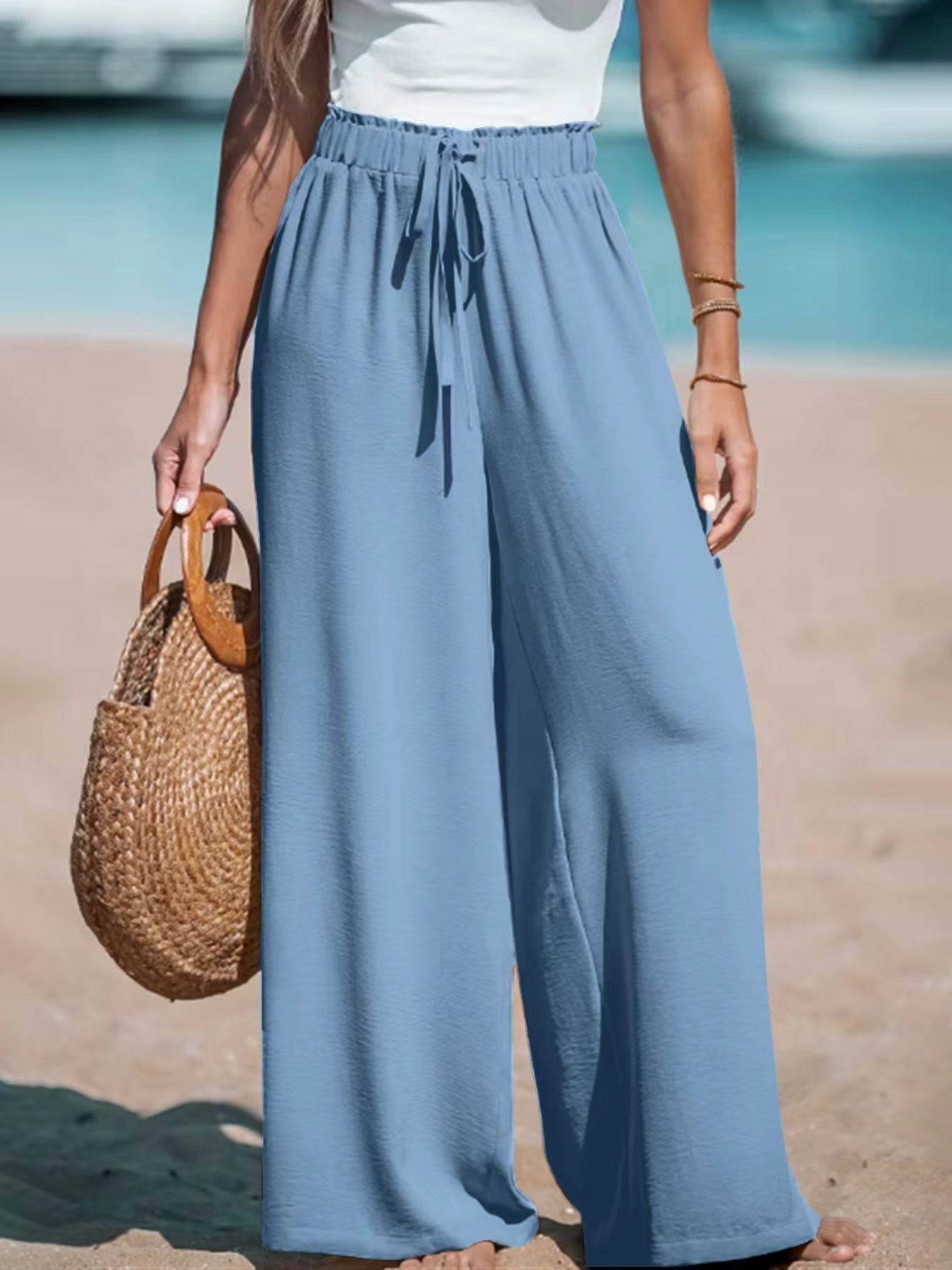 Pantalon Large Taille Élastique - Style décontracté