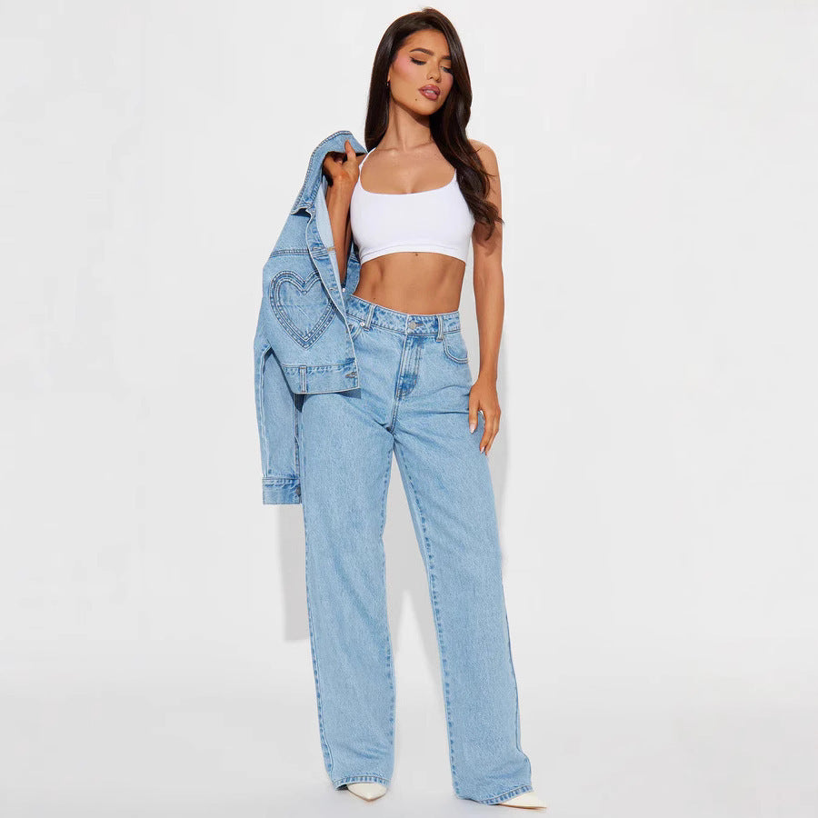 JEANS TAILLE HAUTE POCHES FORME COEUR