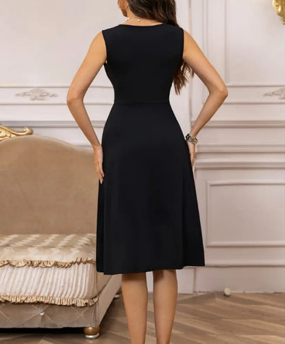 Robe sans manches Col-V - Couleur unie