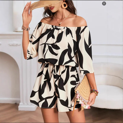 Combinaison chic à Épaules Découvertes et Taille Elastique