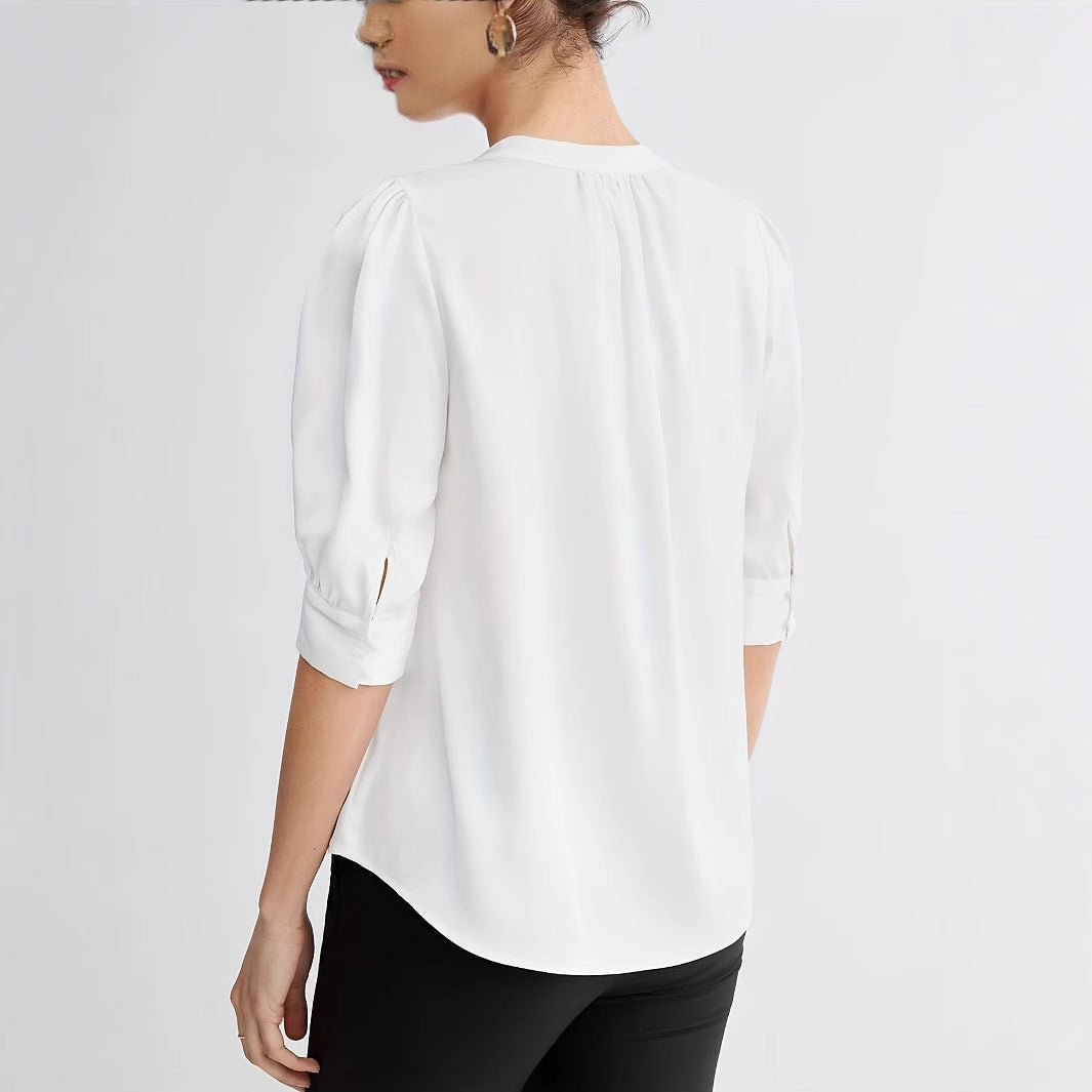 Chemise chic Col-V demi-manches
