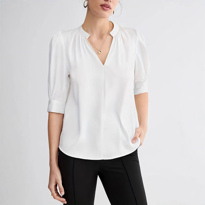 Chemise chic Col-V demi-manches