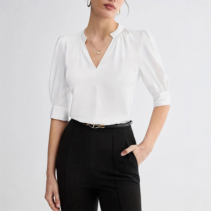 Chemise chic Col-V demi-manches