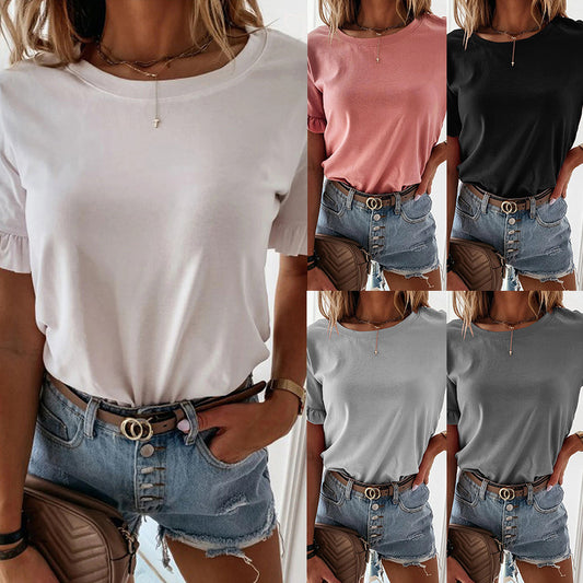 T-shirt chic à Manches à Volants - Look Casual