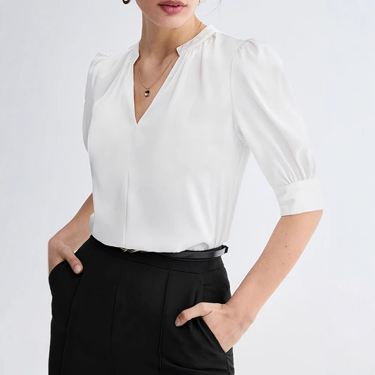 Chemise chic Col-V demi-manches